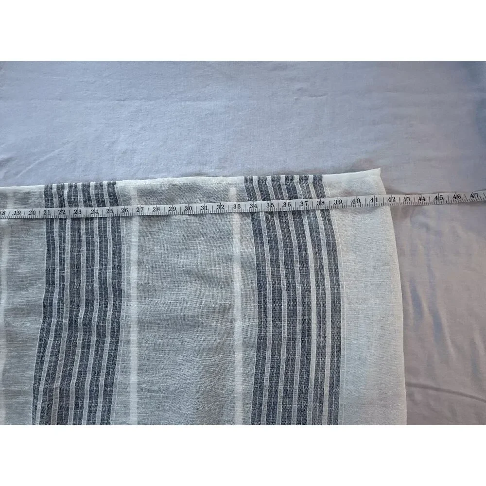 Nicole Miller New York Sheer Tab Blue/White Stripe Long Curtains Panels, 84x37